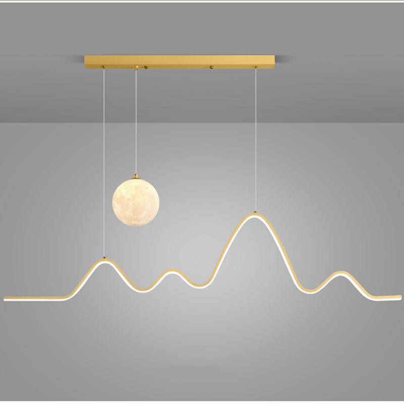 Modern 47.24'' Wavy Linear Moon LED Kitchen Island Pendant Light