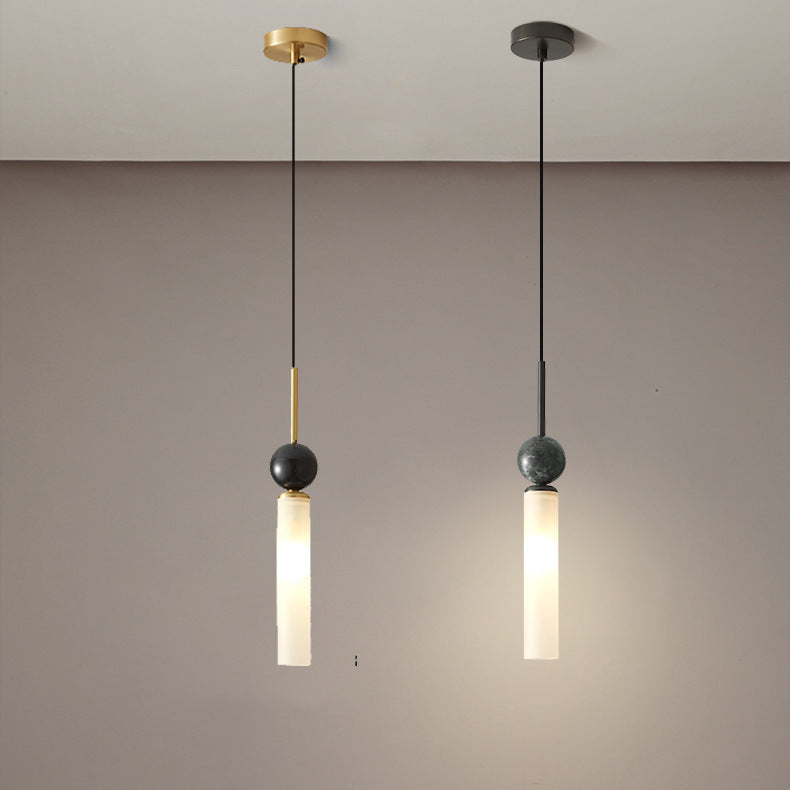 Vertical Marble Cylinder 1-Light Pendant Light , Modern Hanging Fixture