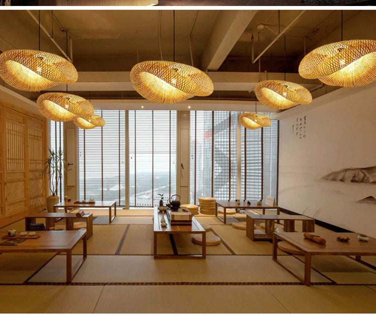 Curved Bamboo Pendant for Modern Farmhouse Style