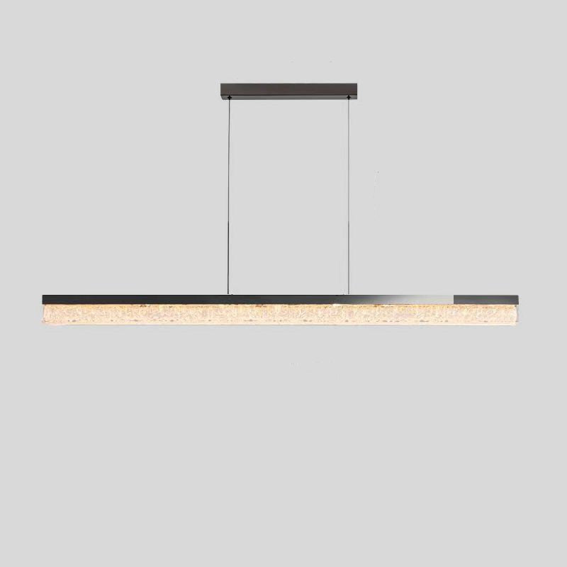 47.24'' 1-Light Linear LED Dimmable Pendant Light with Ice-Crack Resin Shade - Stainless Steel, Black/Bronze for Kitchen Island, Dining Room