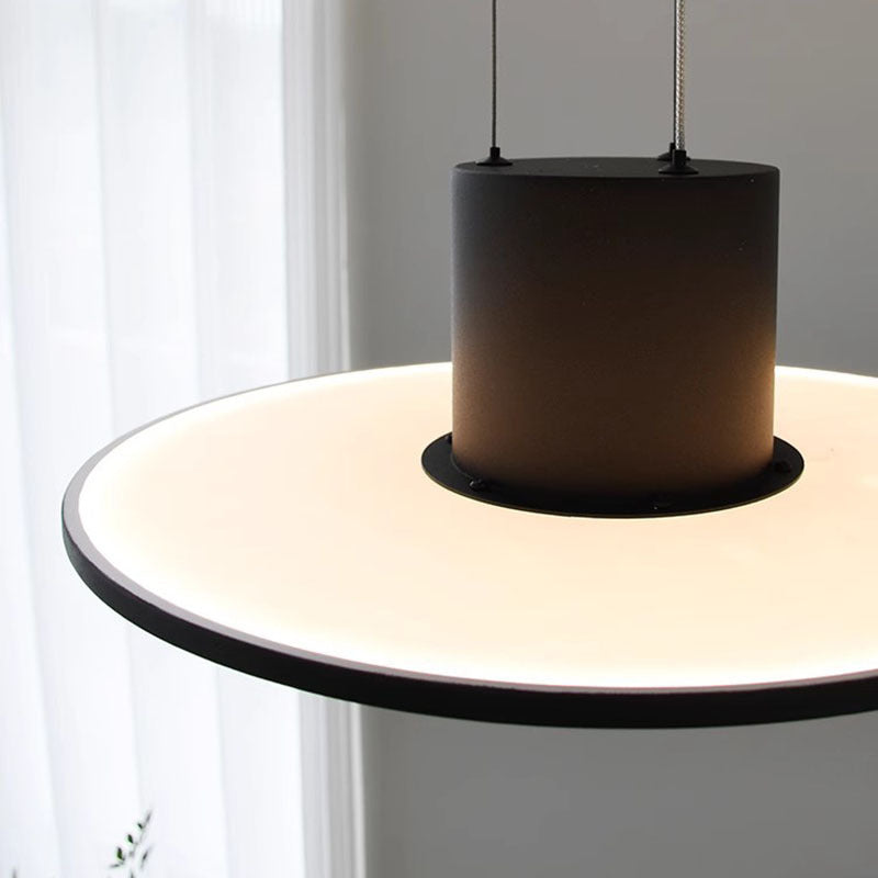 Round LED Pendant Light - Modern Flat Plate Hanging Lamp for Kitchen Island & Dining Room