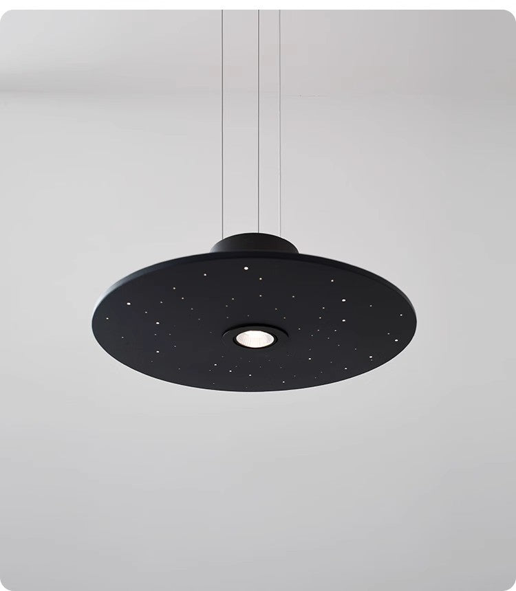 Round LED Pendant Light - Modern Flat Plate Hanging Lamp for Kitchen Island & Dining Room