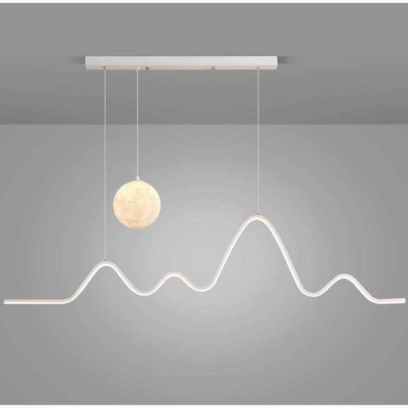 Modern 47.24'' Wavy Linear Moon LED Kitchen Island Pendant Light