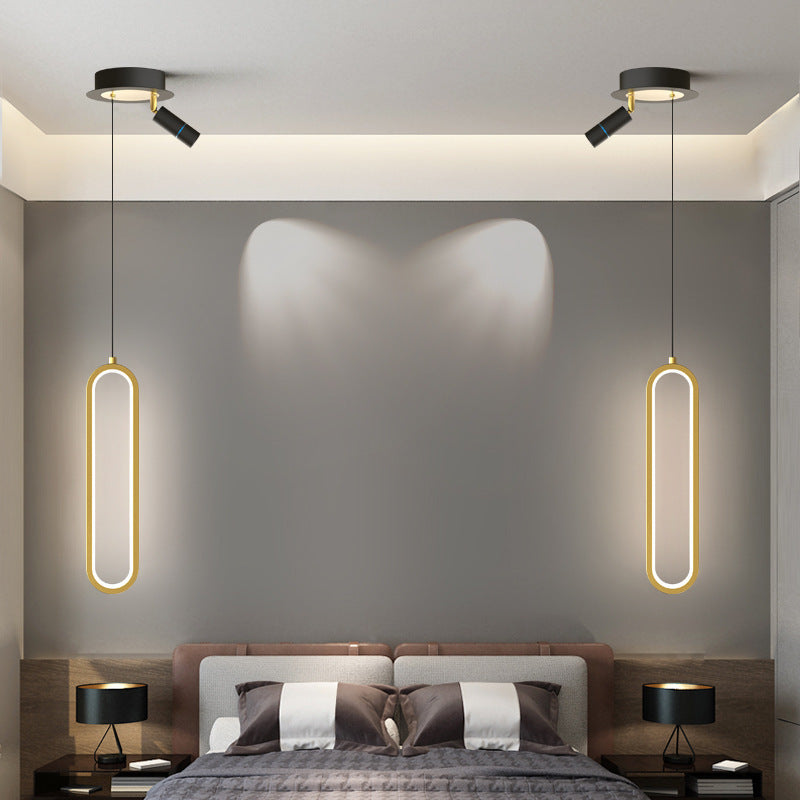 Sleek Linear LED Pendant Light - Modern Metal & Acrylic Hanging Fixture for Bedroom