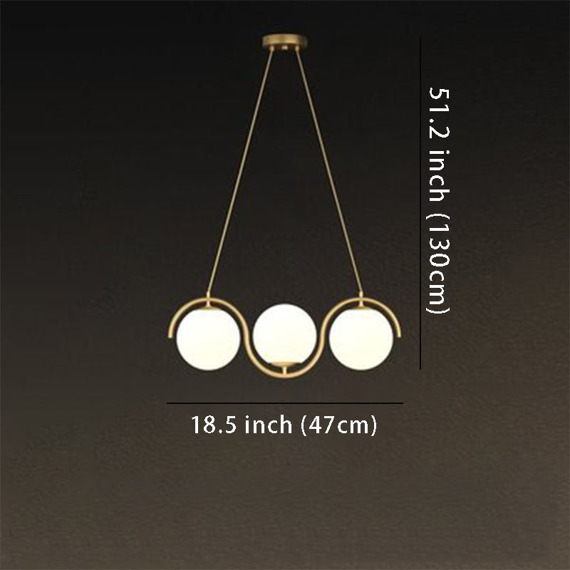 3/5-Light Wavy Linear Island Pendant with Ball Glass Shades, Ideal for Dining Room