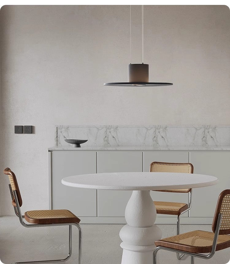 Round LED Pendant Light - Modern Flat Plate Hanging Lamp for Kitchen Island & Dining Room