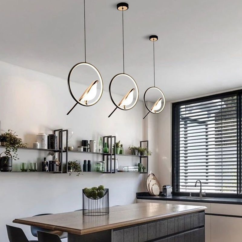 Modern Magpie Circle/Oval Ring Pendant Light