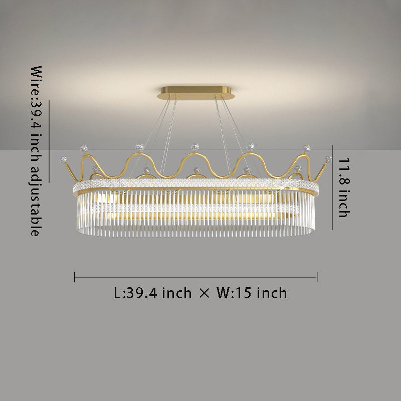 Modern 1/2 Layers Long Oval Crystal Crowns Three Step Dimming Chandelier