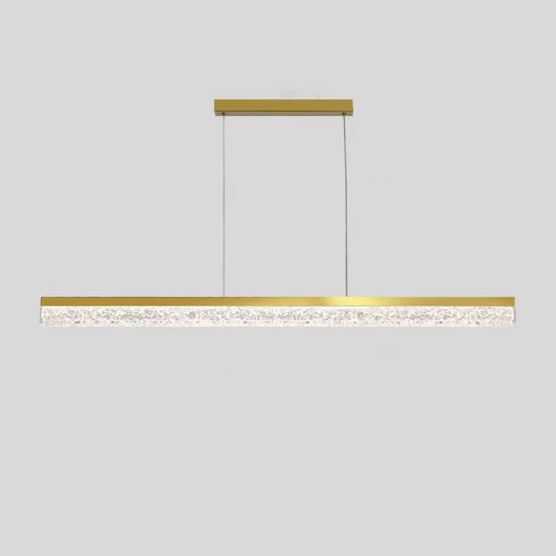 47.24'' 1-Light Linear LED Dimmable Pendant Light with Ice-Crack Resin Shade - Stainless Steel, Black/Bronze for Kitchen Island, Dining Room