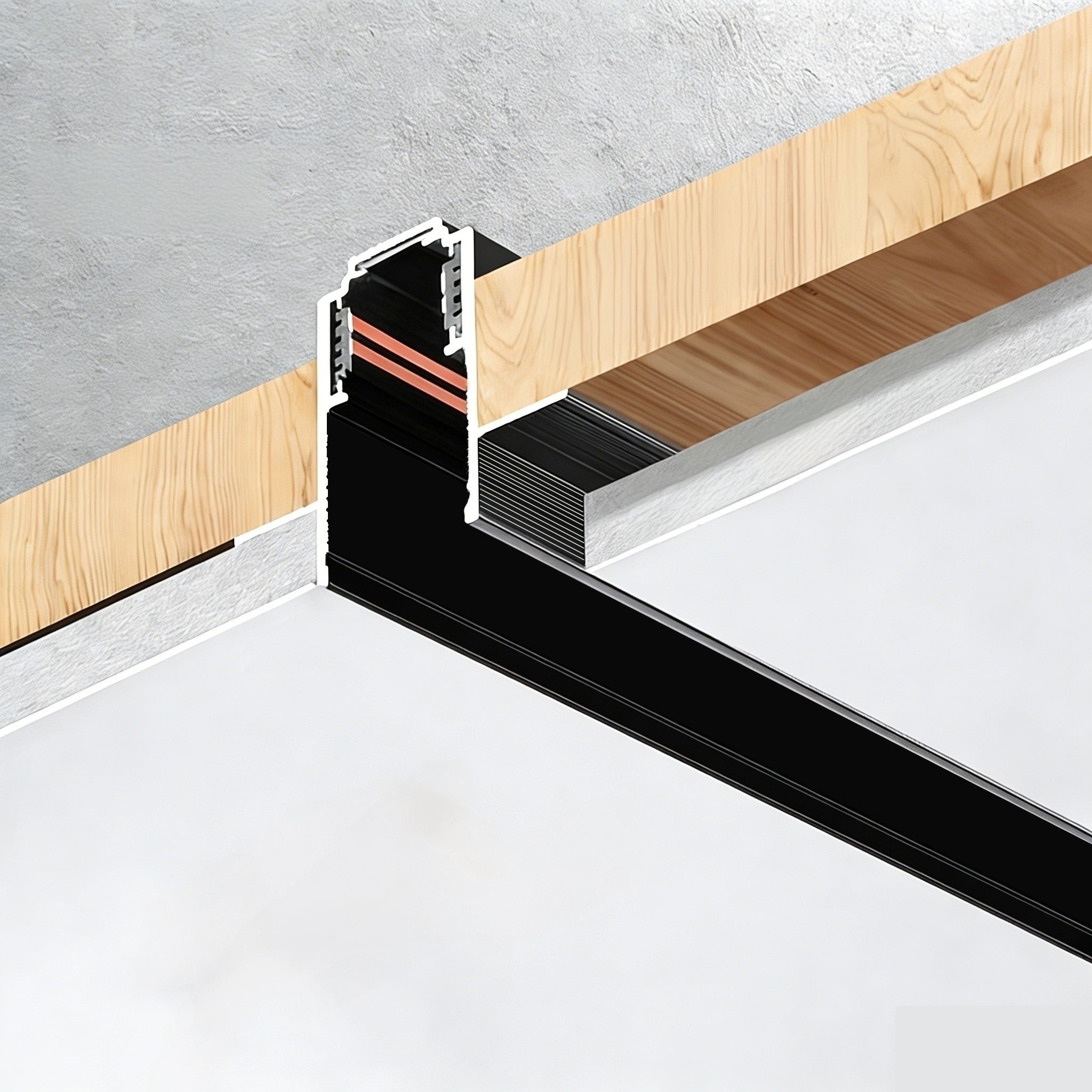 Recessed Magnetic Track Lighting Kit, 3.3ft Aluminum Rail with Adjustable Aircraft Wings, Gold-Plated Wires, Pre-Ceiling Easy Install, Modern Sleek Design for LED, for Home Office Store Gallery