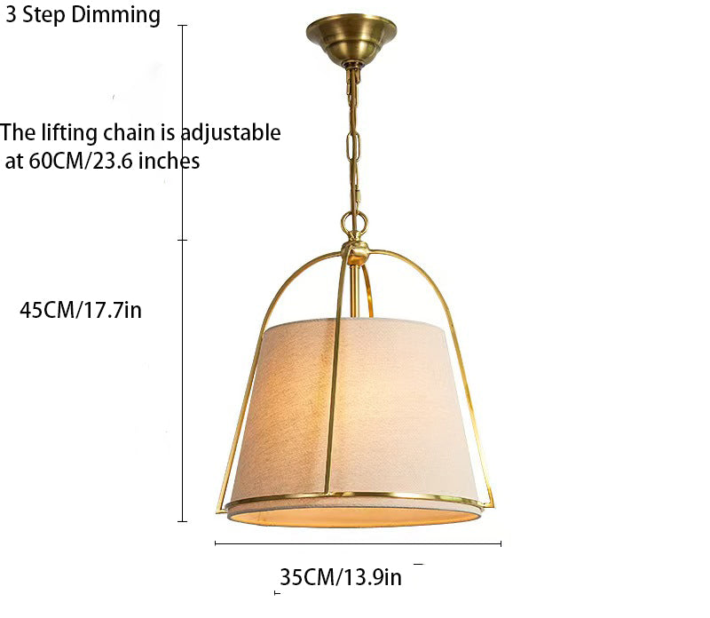 13.8'' Wide Trapezoid Pendant Light: Gold Fixture with Elegant White Fabric Shade