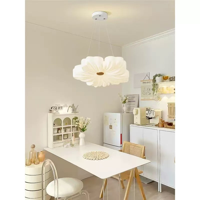White Acrylic Flower Ceiling Lamp - Nordic Style, LED 3-Step Dimming, Ideal for Bedroom