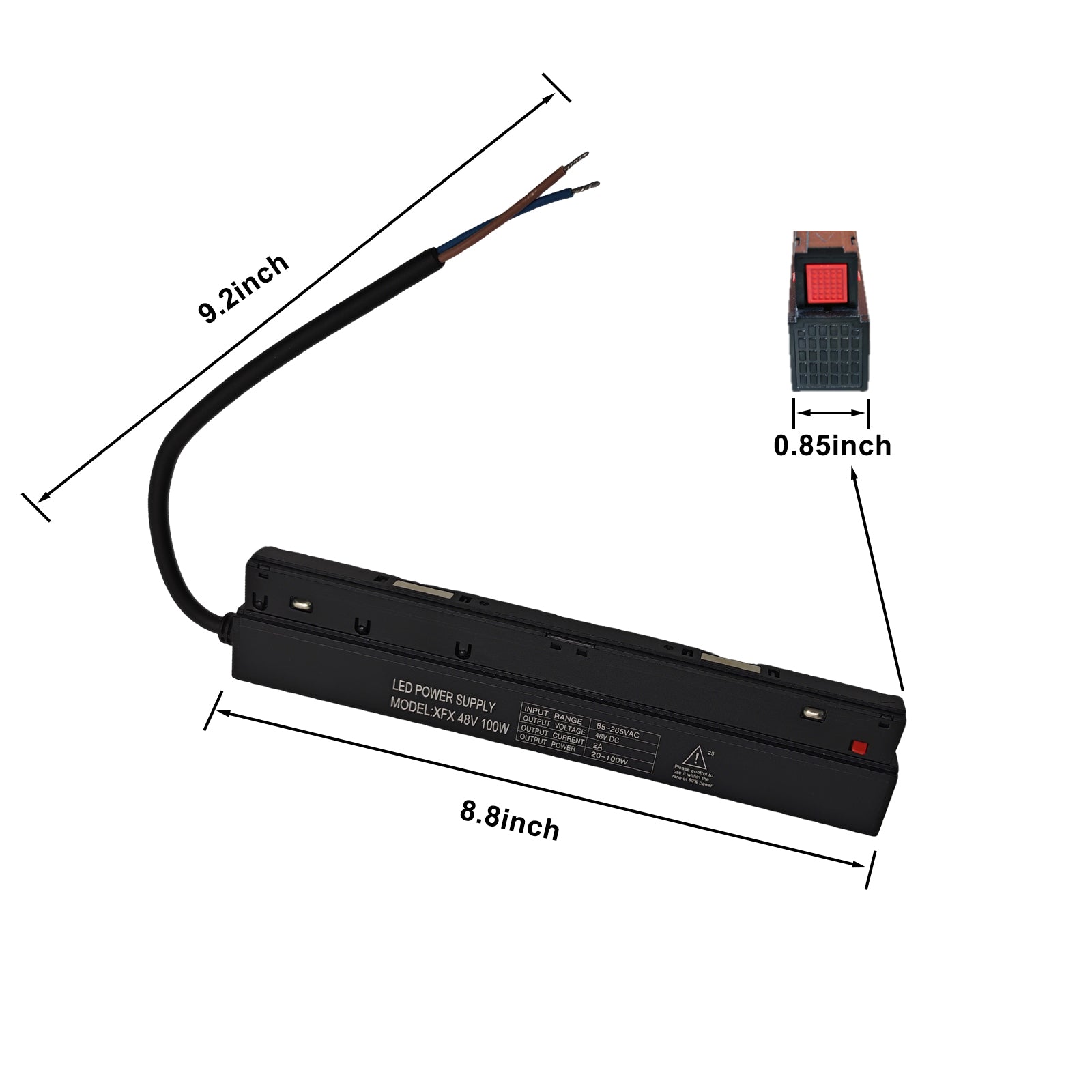48V DC 100W LED Magnetic Track Power Driver, Input Range 85-265VAC Power Supply, Tool-Free Snap-in, UL/CE/ROHS Certified, Compatible with Embedded Magnetic Track Lighting (Home/Commercial DIY & Pros)