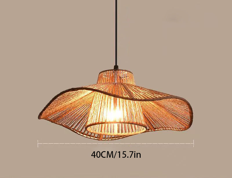 - 1-Light Double Layer Hemp Rope Pendant Light: Handwoven Umbrella Design for Kitchen Ceiling - Rustic 1-Light Pendant Ceiling Lighting: Double Layer Hemp Rope Weaving with